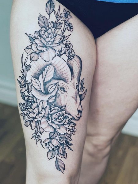Aries Tattoo On Leg