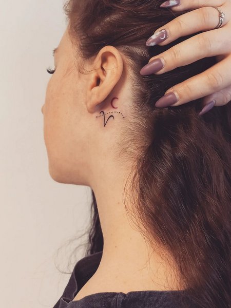 Behind The Ear Aries Tattoo