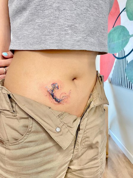Belly Jellyfish Tattoo