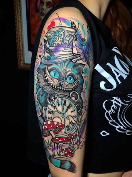 Cheshire Cat Alice In Wonderland Tattoo