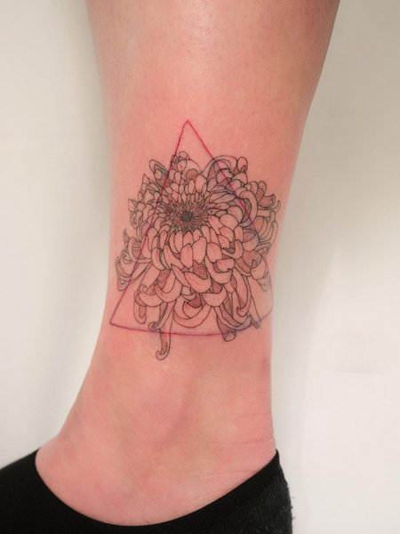 Chrysanthemum Tattoo On Ankle