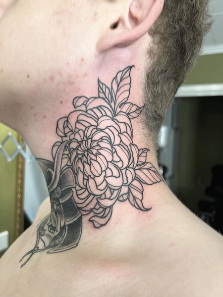 Chrysanthemum Tattoo On Neck
