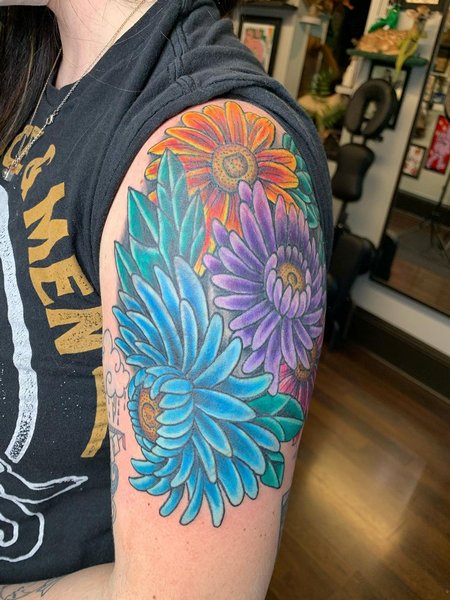 Colorful Chrysanthemum Tattoo