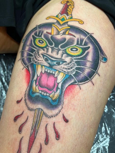 Colorful Panther Tattoo