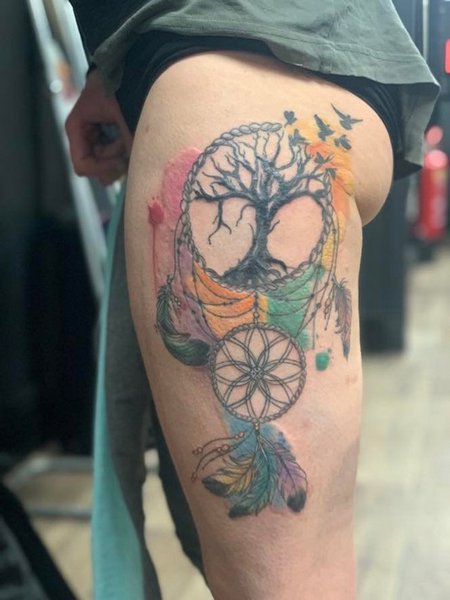 Dreamcatcher And Tree Of Life Tattoo