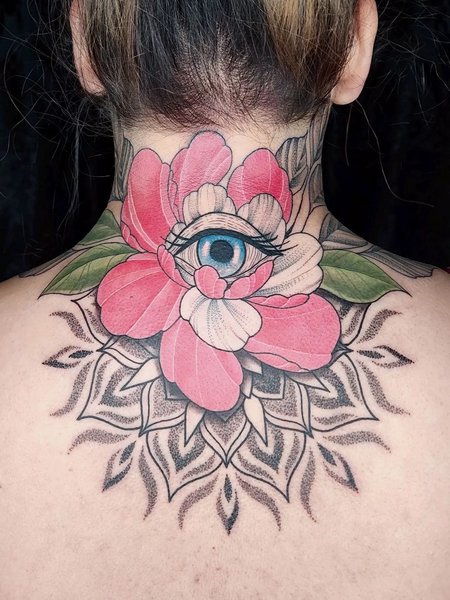 Evil Eye Tattoo On Neck