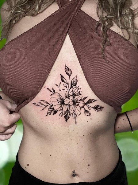 Flower Underboob Tattoos