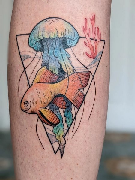 Geometric Jellyfish Tattoo