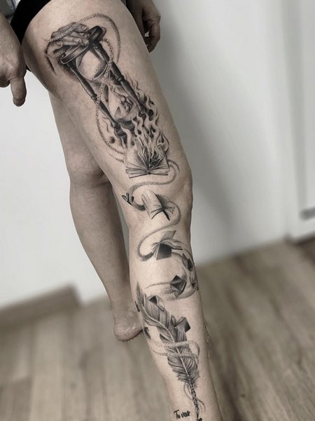 Hourglass Tattoo On Leg