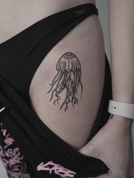 Jellyfish Tattoo On Hip