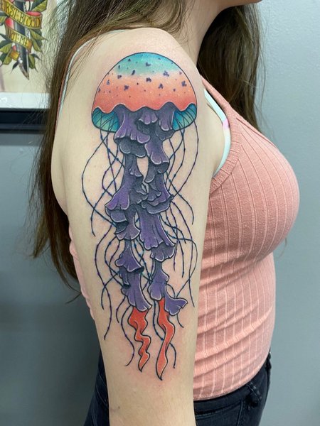 Jellyfish Tattoo On Shoulder