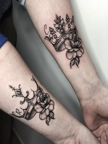 King And Queen Flower Tattoo