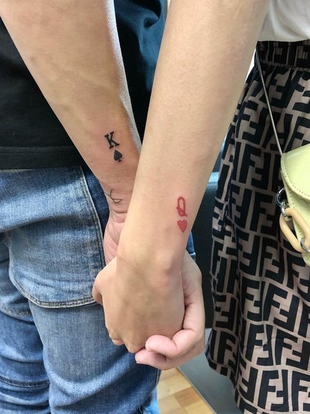 King And Queen Tattoo On Arm