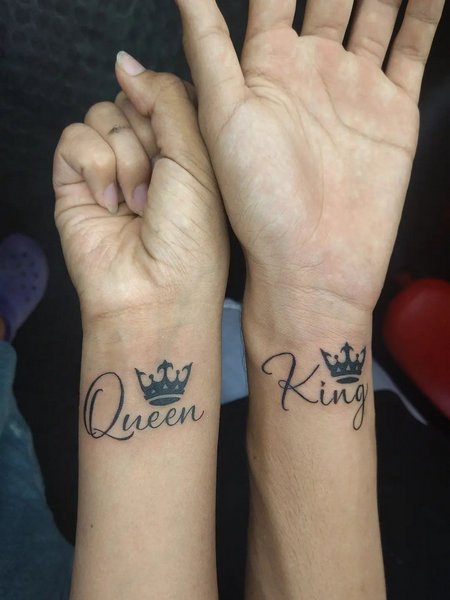 King And Queen Tattoo On Wrist