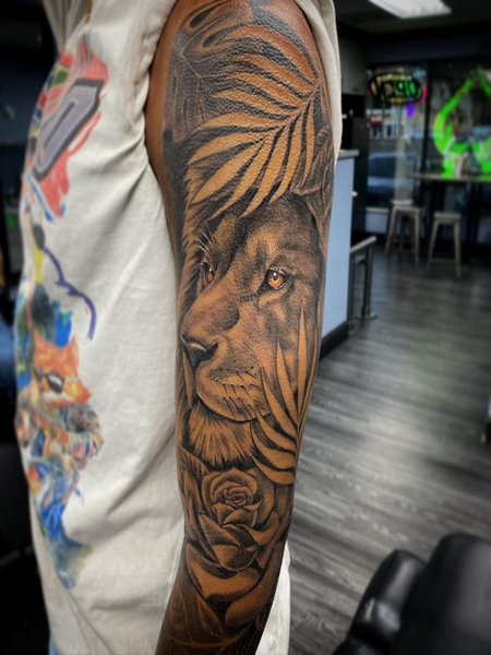 Lion Full Sleeve Tattoo