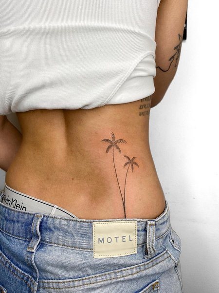 Lower back Palm Tree Tattoo
