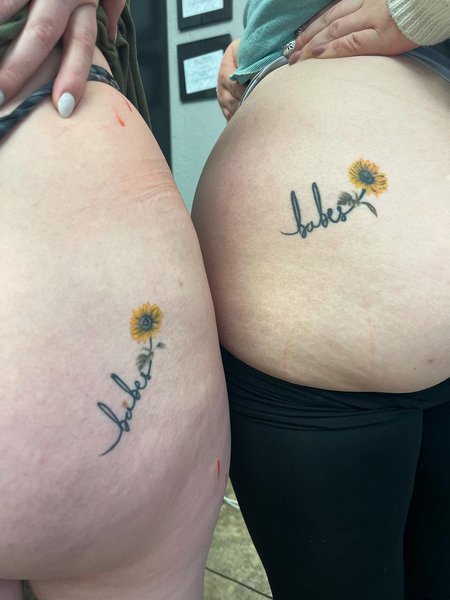 Matching Sunflower Butt Tattoo