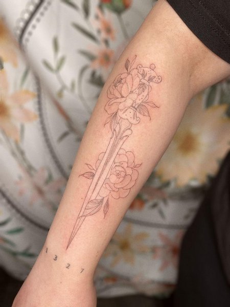 Minimalist Dagger Tattoo