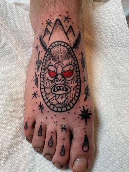 Mothman Tattoo On Foot