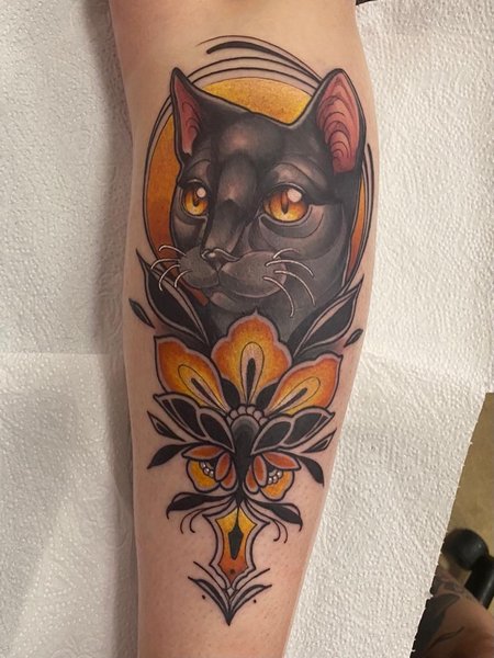 Neo Traditional Cat Tattoos