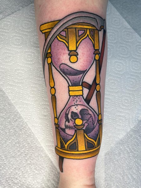 Neo Traditional Hourglass Tattoo
