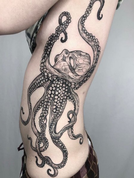 Octopus Tattoo On Rib