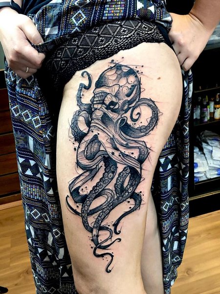 Octopus Tattoo Thigh