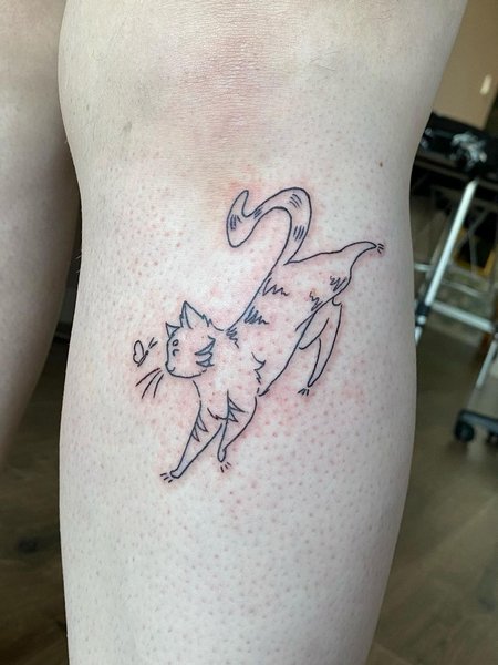 Outline Cat Tattoo