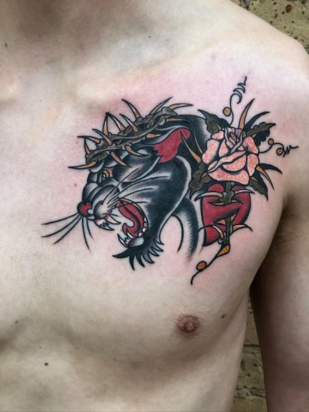 Panther Tattoo On chest