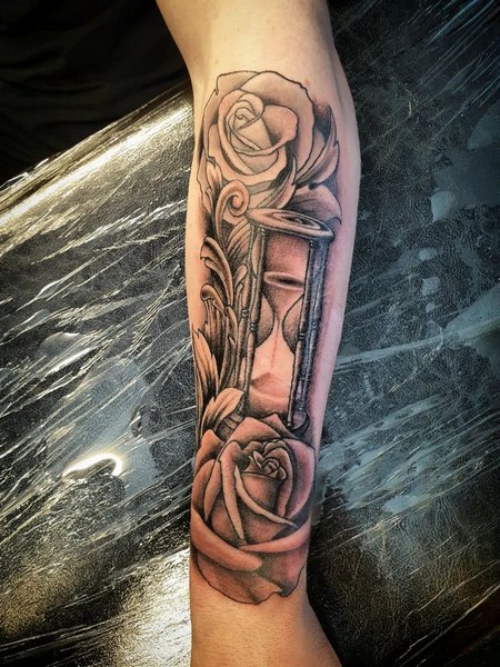 Rose Hourglass Tattoo
