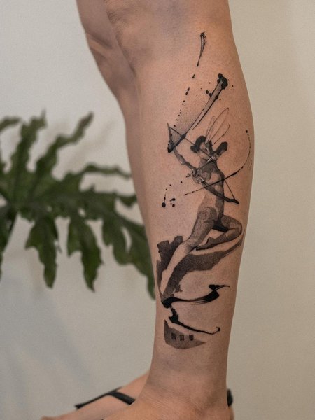 Sagittarius Tattoo On Leg