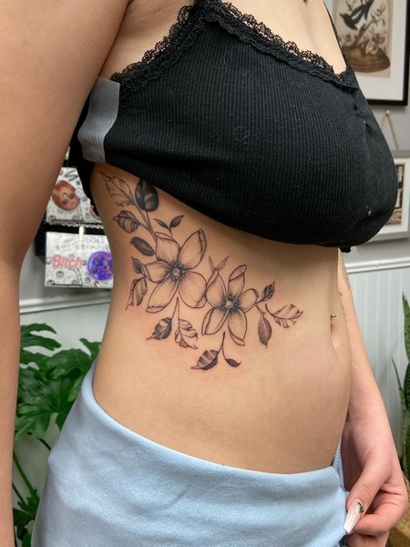 Side Boob Flower Tattoo