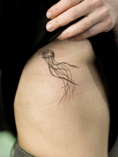 Side Boob Jellyfish Tattoo