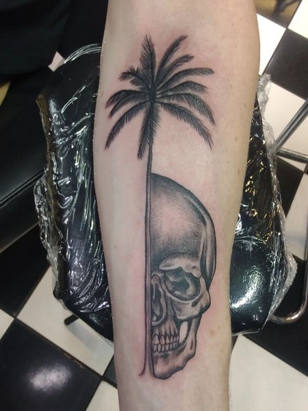 Skull Palm Tree Tattoo