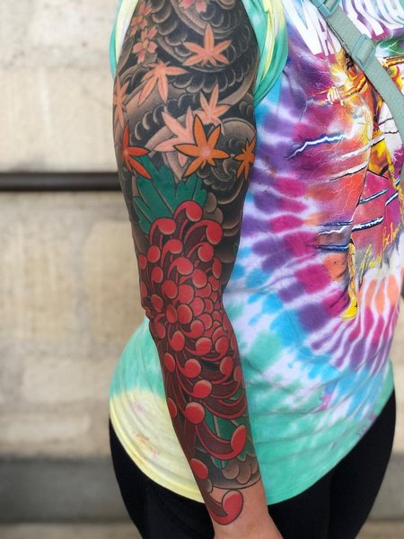 Sleeve Chrysanthemum Tattoo