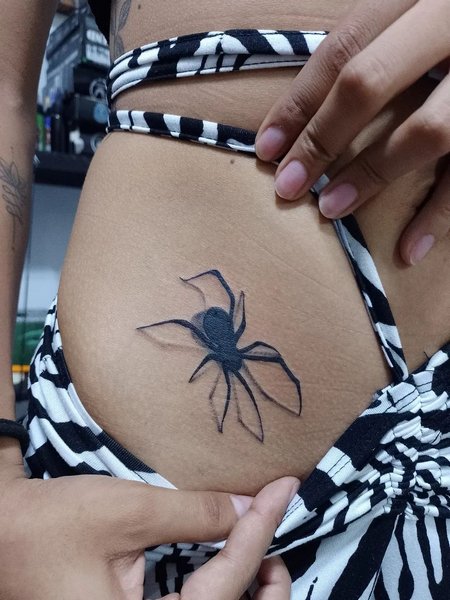 Spider Tattoo On Hip