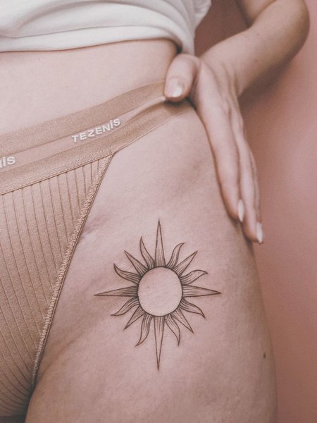 Sun Hip Tattoo