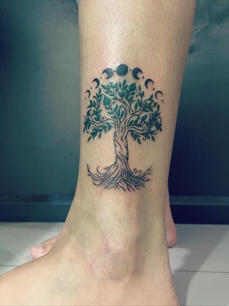 Tree Of Life Tattoo On Ankle