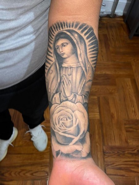 Virgen De Guadalupe Tattoo With Roses