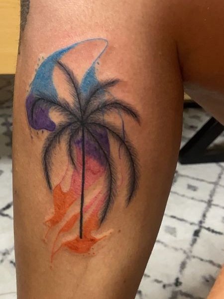 Watercolor Palm Tree Tattoo