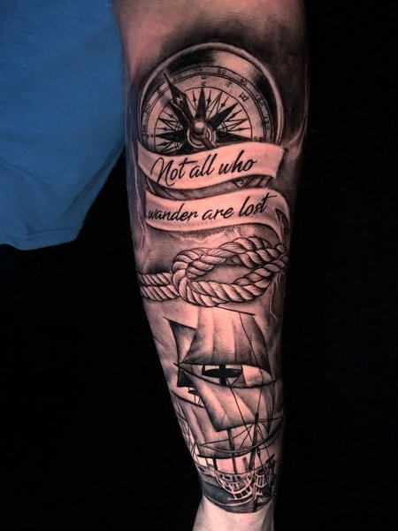 Compass Tattoo With Quote