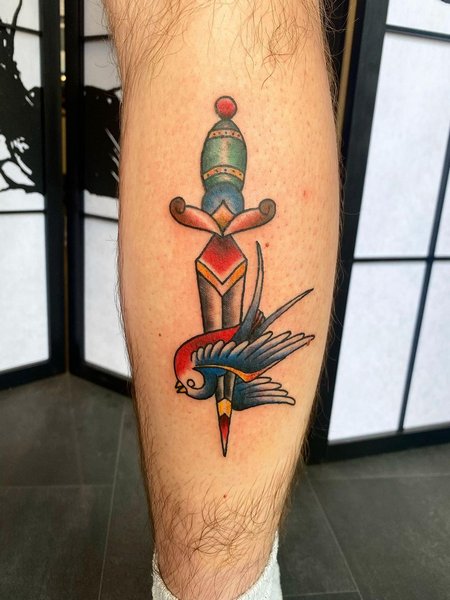 Dagger Calf Tattoo