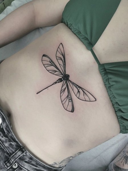 Dragonfly Stomach Tattoo
