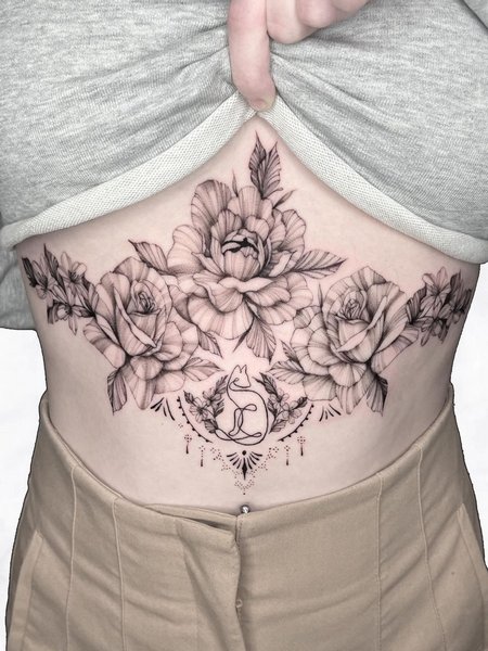 Floral Stomach Tattoos