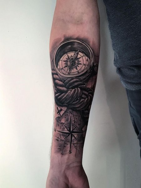 Forearm Compass Tattoo