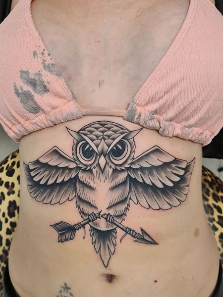 Owl Underboob Tattoo