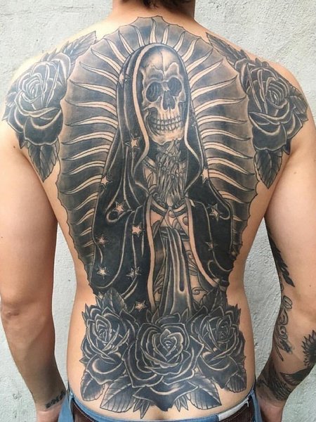 Santa Muerte Back Tattoo