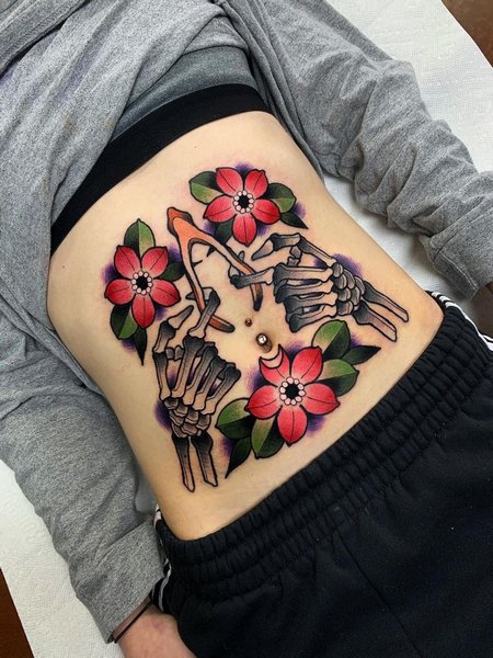 Stomach Flower Tattoos