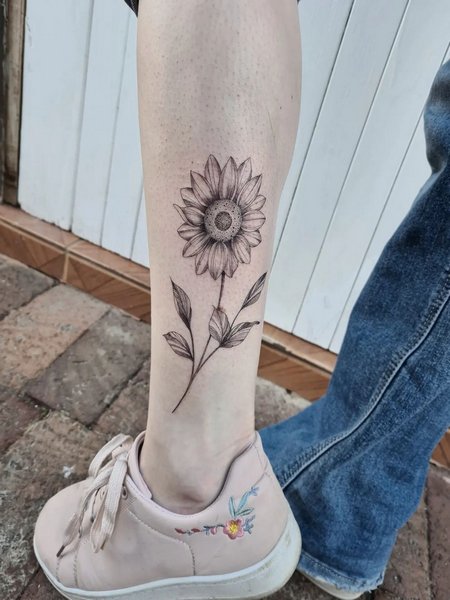 Sunflower Calf Tattoo