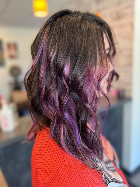 Brown Hair With Purple Highlights